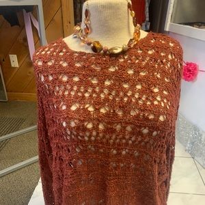 Bronze Crochet Sweater,3PC Necklace & Earring
